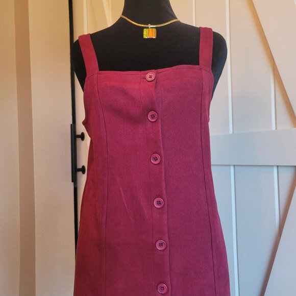 Burgundy Button-Front Dress - Picture 1 of 14
